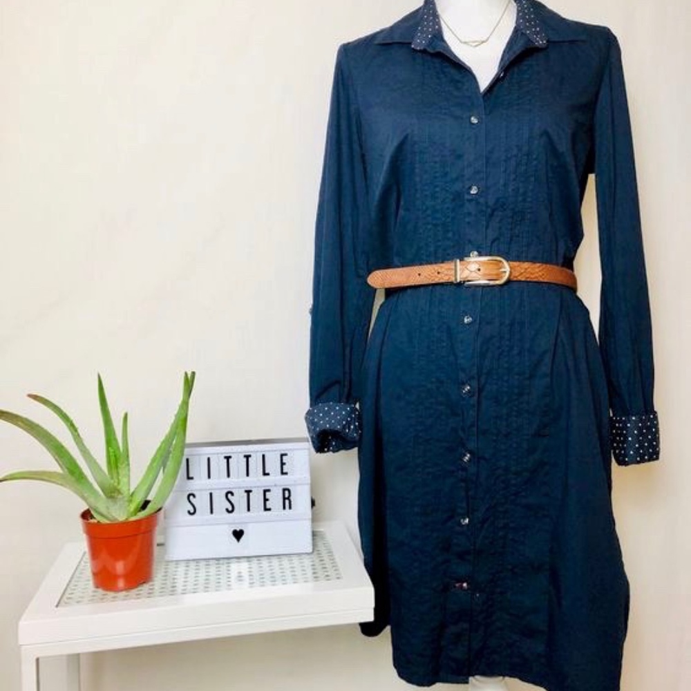 Navy Peek-a-Boo Polka Dot Dress